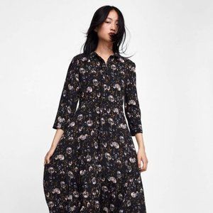 Zara floral shirt dress
